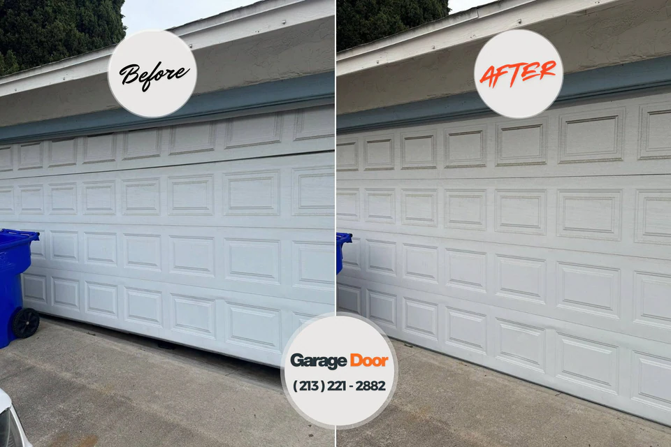 Before and after: garage door repair Huntland, TN